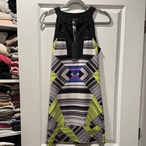 BCBGMaxAzria Black and Yellow Geometric Mini Dress
